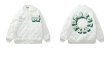 画像7: leather quilted flower circle logo embroidery baseball uniform jacket blouson　ユニセッ クス男女兼用レザーキルティングフラワーサークルロゴ刺繍ジャケットスタジアムジャンパー スタジャン ジャケットブルゾンバイカージャケット (7)