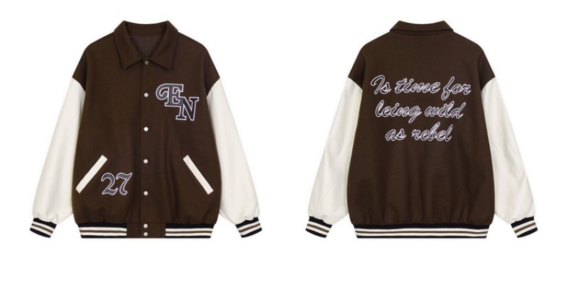 画像4: 27 logo embroidery baseball uniform jacket blouson ユニセッ クス男女兼用27ロアルファベット刺繍ジャケットスタジアムジャンパー スタジャン ジャケットブルゾンバイカージャケット (4)