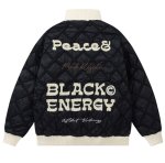 画像3: Pigeon & Alphabet Logo Embroidered high neck zip up baseball uniform jacket blouson　ユニセッ クス男女兼用ピジョン＆アルファベットロゴ刺繍 ハイネックジップアップ刺繍ジャケットスタジアムジャンパー スタジャン ジャケットブルゾンバイカージャケット (3)