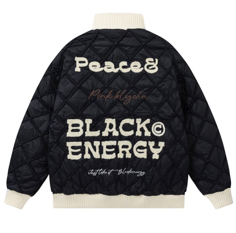 画像3: Pigeon & Alphabet Logo Embroidered high neck zip up baseball uniform jacket blouson ユニセッ クス男女兼用ピジョン&アルファベットロゴ刺繍 ハイネックジップアップ刺繍ジャケットスタジアムジャンパー スタジャン ジャケットブルゾンバイカージャケット (3)