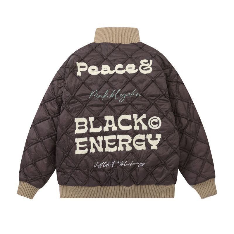 画像4: Pigeon & Alphabet Logo Embroidered high neck zip up baseball uniform jacket blouson ユニセッ クス男女兼用ピジョン&アルファベットロゴ刺繍 ハイネックジップアップ刺繍ジャケットスタジアムジャンパー スタジャン ジャケットブルゾンバイカージャケット (4)