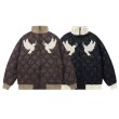 画像10: Pigeon & Alphabet Logo Embroidered high neck zip up baseball uniform jacket blouson　ユニセッ クス男女兼用ピジョン＆アルファベットロゴ刺繍 ハイネックジップアップ刺繍ジャケットスタジアムジャンパー スタジャン ジャケットブルゾンバイカージャケット (10)