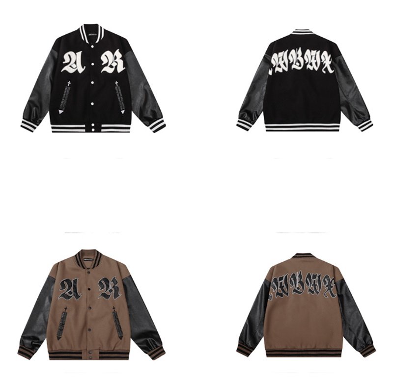 画像11: Pigeon & Alphabet Logo Embroidered high neck zip up baseball uniform jacket blouson ユニセッ クス男女兼用ピジョン&アルファベットロゴ刺繍 ハイネックジップアップ刺繍ジャケットスタジアムジャンパー スタジャン ジャケットブルゾンバイカージャケット (11)