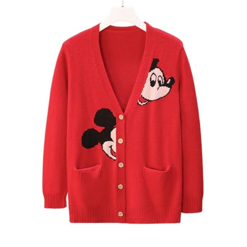 画像3: Mickey mouse long sleeve Knit Sweater Cardigan Jacket ミッキーマウス ニット カーディガン (3)