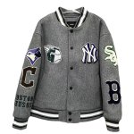 画像2: MLB NY embroidery baseball uniform jacket blouson　ユニセッ クス男女兼用MLB NY 刺繍ジャケットスタジアムジャンパー スタジャン ジャケットブルゾンバイカージャケット (2)