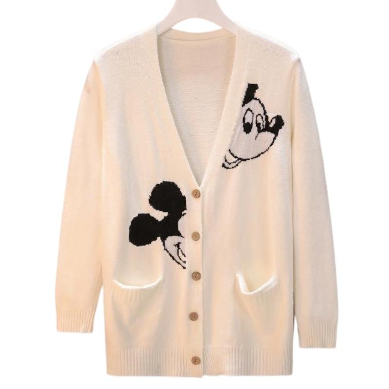 画像4: Mickey mouse long sleeve Knit Sweater Cardigan Jacket ミッキーマウス ニット カーディガン (4)