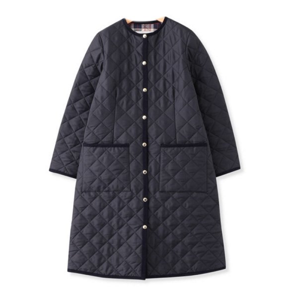 画像1:  Padded down quilted long coat　 中綿ダウンキルティングロングコートジャケット  (1)