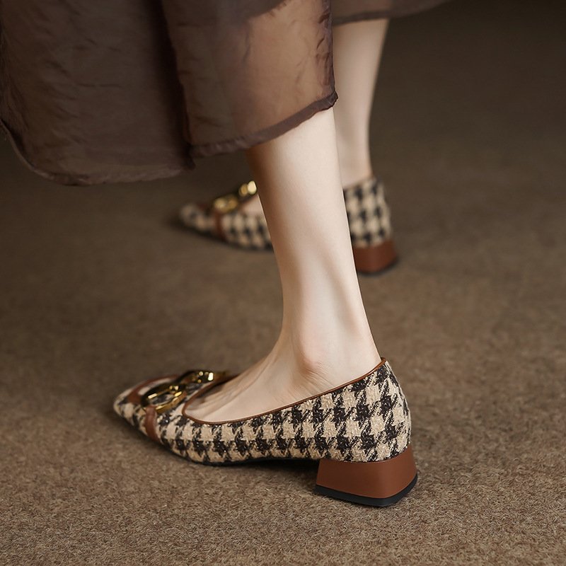 画像5: houndstooth check hardware flat pumps 　千鳥格子金具付きフラットパンプス (5)