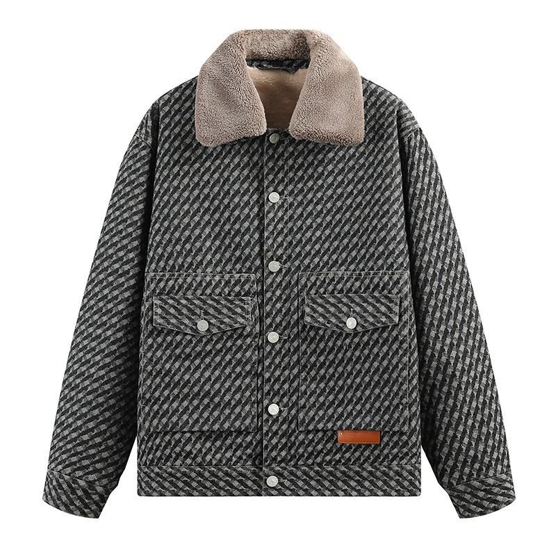 画像5: Loose print inside & collar boa fur Jacket jacket blouson ユニセッ クス男女兼用ルーズフレンチ柄内側&襟ボアファー付きジャケットブルゾン (5)