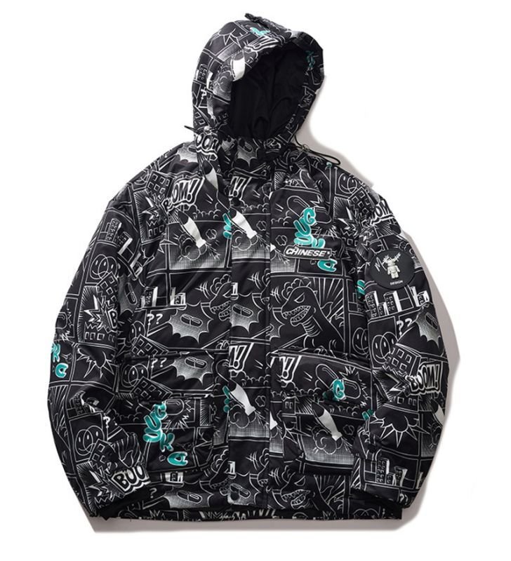 画像4: Nasa x little evil devil face down  jacket blouson　ユニセッ クス男女兼用ナサ×little evil devil face×スマイルグラフィックダウンジャケットスタジアムジャンパー スタジャン ジャケットブルゾンバイカージャケット (4)