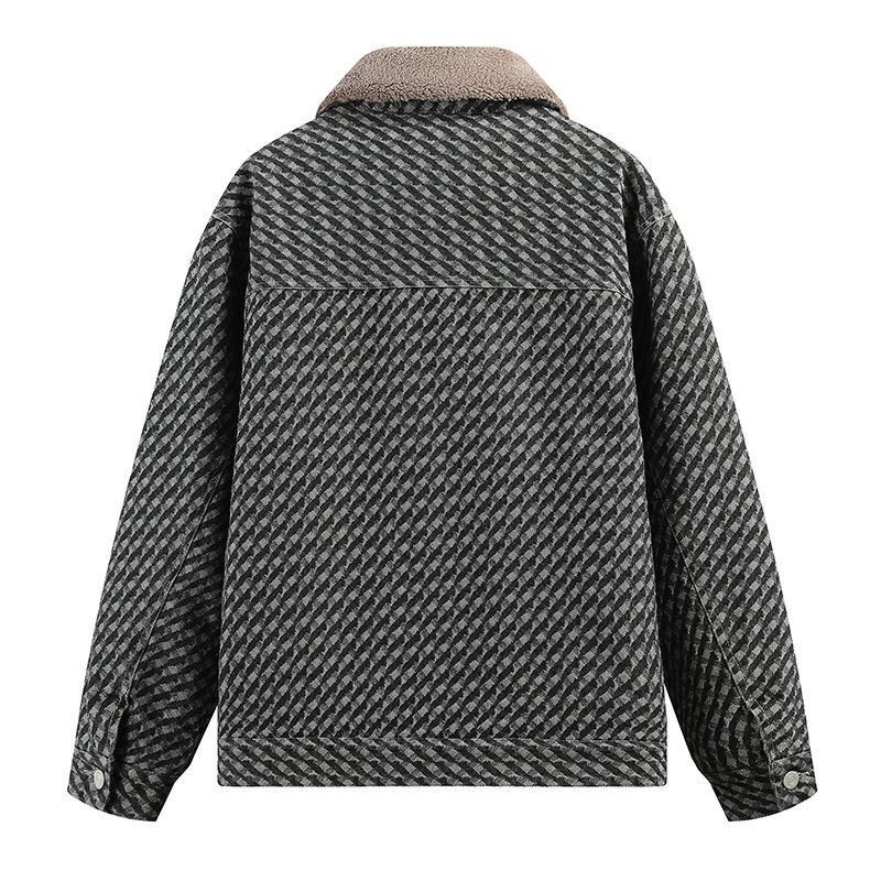 画像2: Loose print inside & collar boa fur Jacket jacket blouson ユニセッ クス男女兼用ルーズフレンチ柄内側&襟ボアファー付きジャケットブルゾン (2)