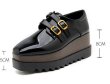 画像6: enamel platform lace-up square head loafers pumps　エナメルダブルベルトプラットフォームパンプススリッポン (6)