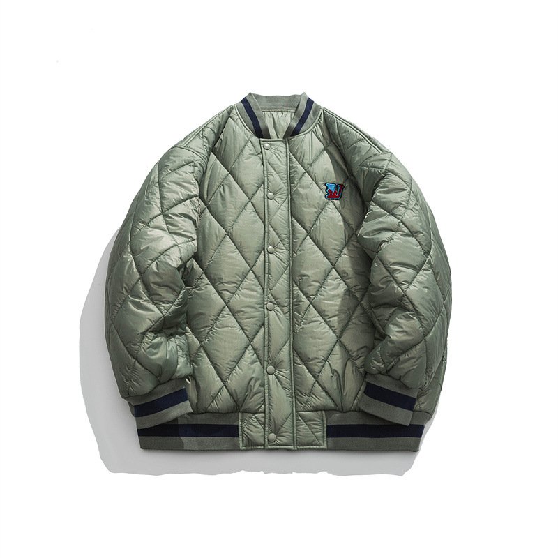 画像5: Rhombus-shaped quilted light down jacket baseball uniform jacket blouson ユニセッ クス男女兼用キルティングライトダウンジャケットスタジアムジャンパー スタジャン ブルゾンバイカージャケット (5)