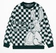画像2: Damier Check & Rabbit Sweater　ユニセックス 男女兼用 ダミエチェック＆ラビット編み込みプルオーバ  セーター (2)