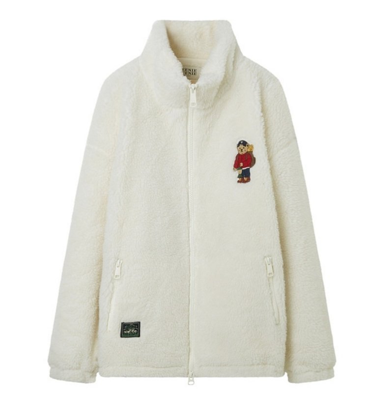 画像2: bear embroidery fleece faux fur Jacket coat  男女兼用ユニセックスベア熊刺繍フリースファージャケット ブルゾン (2)