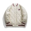 画像8: Rhombus-shaped quilted light down jacket baseball uniform jacket blouson　ユニセッ クス男女兼用キルティングライトダウンジャケットスタジアムジャンパー スタジャン ブルゾンバイカージャケット (8)