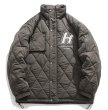 画像2: quilted padded jacket baseball uniform jacket blouson　ユニセッ クス男女兼用Hマークキルティング中綿入りダウンジャケットスタジアムジャンパー スタジャン ブルゾンバイカージャケット (2)