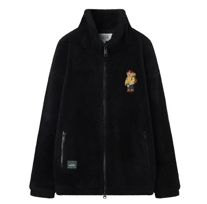 画像4: bear embroidery fleece faux fur Jacket coat  男女兼用ユニセックスベア熊刺繍フリースファージャケット ブルゾン (4)