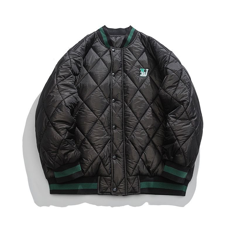 画像7: Rhombus-shaped quilted light down jacket baseball uniform jacket blouson ユニセッ クス男女兼用キルティングライトダウンジャケットスタジアムジャンパー スタジャン ブルゾンバイカージャケット (7)