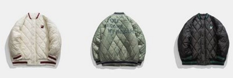 画像4: Rhombus-shaped quilted light down jacket baseball uniform jacket blouson ユニセッ クス男女兼用キルティングライトダウンジャケットスタジアムジャンパー スタジャン ブルゾンバイカージャケット (4)
