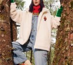画像6: bear embroidery fleece faux fur Jacket coat  男女兼用ユニセックスベア熊刺繍フリースファージャケット ブルゾン (6)