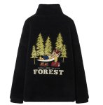 画像3: bear embroidery fleece faux fur Jacket coat  男女兼用ユニセックスベア熊刺繍フリースファージャケット ブルゾン (3)
