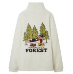 画像1: bear embroidery fleece faux fur Jacket coat  男女兼用ユニセックスベア熊刺繍フリースファージャケット ブルゾン (1)