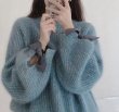 画像3: sleeve length ribbon sweater　袖口リボンがポイント丸首ラウンドネックセータープルオーバ (3)