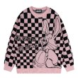 画像1: Damier Check & Rabbit Sweater　ユニセックス 男女兼用 ダミエチェック＆ラビット編み込みプルオーバ  セーター (1)