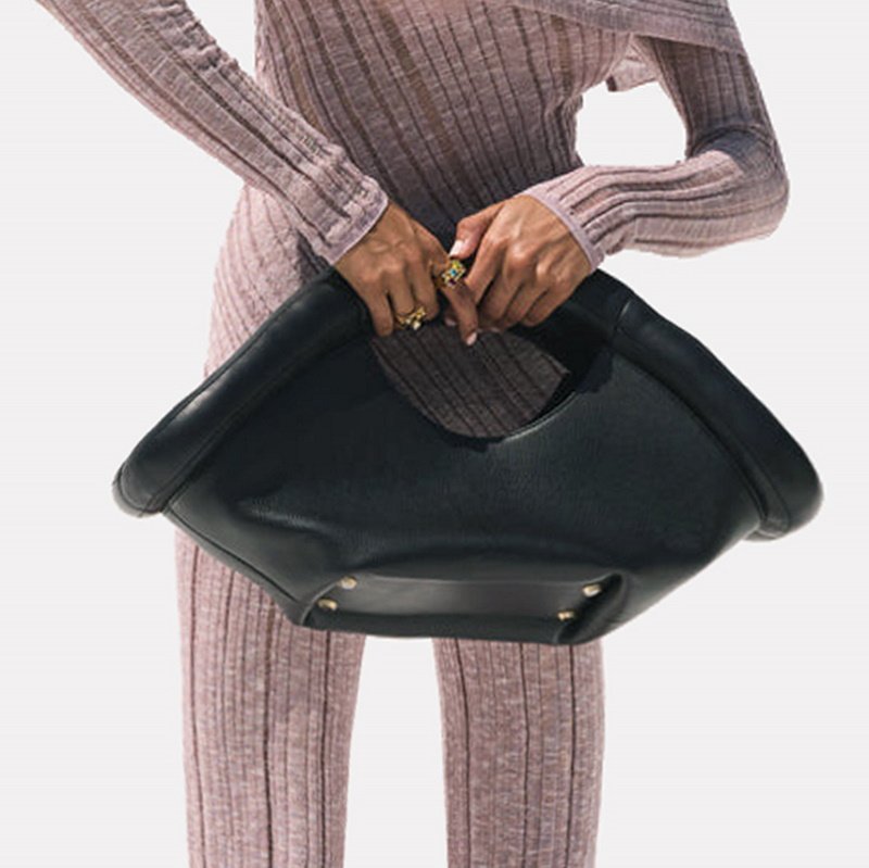 画像3: Cotton-filled soft fan-shaped braided  tote clutch  Bag コットン入りハンドル扇型ファンシェイプトートクラッチバッグ (3)