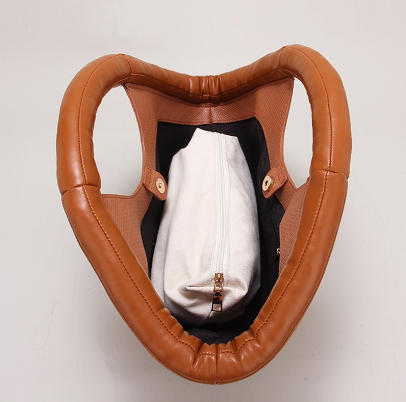 画像8: Cotton-filled soft fan-shaped braided  tote clutch  Bag コットン入りハンドル扇型ファンシェイプトートクラッチバッグ (8)