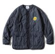 画像1: with smile emblem no color quilted jacket light down jacket baseball uniform jacket blouson　ユニセッ クス男女兼用ノーカラースマイルエンブレム付きキルティングジャケットスタジアムジャンパー スタジャン ブルゾン (1)