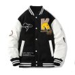 画像4:  Batting down rabbit embroideryjacket baseball uniform jacket blouson　ユニセッ クス男女兼用中綿ダウン入りラビット&スマイル刺繍エンブレムジャケットスタジアムジャンパー スタジャン ブルゾンバイカージャケット (4)