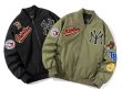 画像5: NY New York Yankees MA-1 stadium jumper baseball uniform jacket blouson　ユニセッ クス男女兼用NYニューヨークヤンキースロゴジャケットスタジアムジャンパー スタジャン ブルゾンバイカージャケット (5)