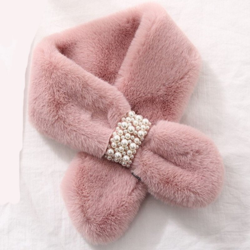 画像5: pearl plush neck imitation rabbit fur shawl muffler Scarves パール付きフェイクファーラビットモコモコマフラー スカーフ (5)