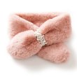 画像1: pearl plush neck imitation rabbit fur shawl muffler Scarves　パール付きフェイクファーラビットモコモコマフラー スカーフ (1)