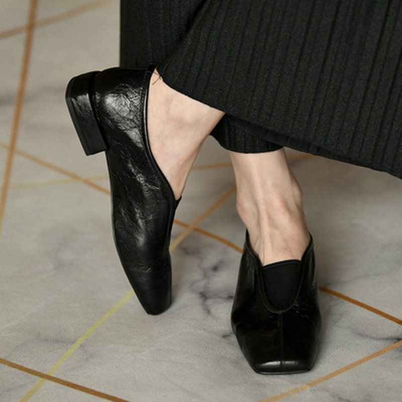 画像2: genuine leather patent flat pumps 本革パテントレザーフラットパンプス (2)