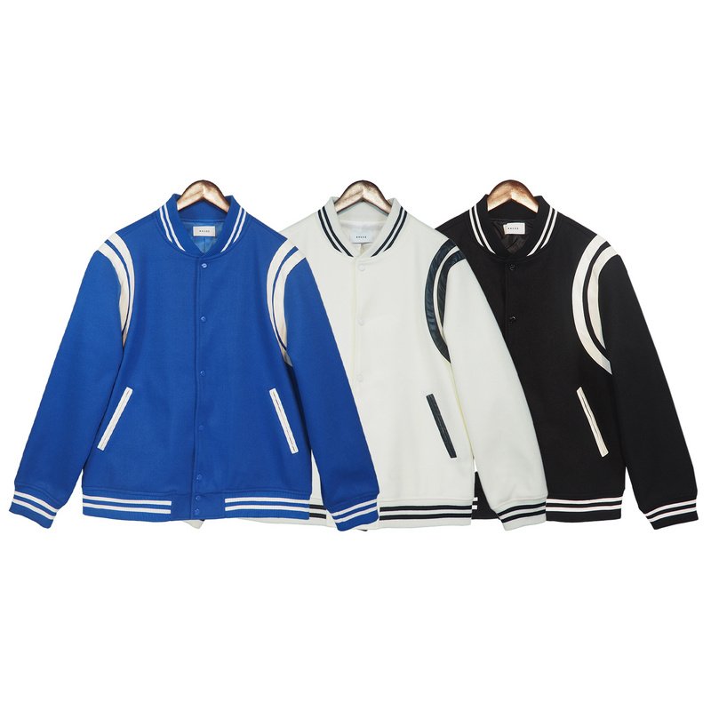 画像7: striped stitching simple jacket baseball uniform jacket blouson ユニセッ クス男女兼用ストライプステッチングジャケットスタジアムジャンパー スタジャン ブルゾンバイカージャケット (7)