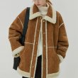 画像2: imitation lamb fur Jacket coat　　ファートリミングエコシープスキンジャケット ブルゾンコート (2)