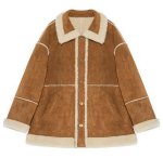 画像1: imitation lamb fur Jacket coat　　ファートリミングエコシープスキンジャケット ブルゾンコート (1)