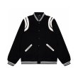 画像3: striped stitching simple jacket baseball uniform jacket blouson　ユニセッ クス男女兼用ストライプステッチングジャケットスタジアムジャンパー スタジャン ブルゾンバイカージャケット (3)