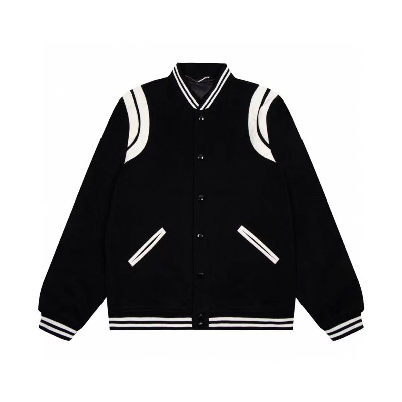 画像3: striped stitching simple jacket baseball uniform jacket blouson ユニセッ クス男女兼用ストライプステッチングジャケットスタジアムジャンパー スタジャン ブルゾンバイカージャケット (3)