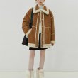 画像4: imitation lamb fur Jacket coat　　ファートリミングエコシープスキンジャケット ブルゾンコート (4)