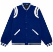 画像2: striped stitching simple jacket baseball uniform jacket blouson　ユニセッ クス男女兼用ストライプステッチングジャケットスタジアムジャンパー スタジャン ブルゾンバイカージャケット (2)