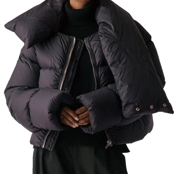 画像1: down snap collar down  jacket coat   ダウン厚いスナップ襟 ジャケット コート (1)