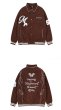 画像5: Happiness logo embroidery jacket baseball uniform jacket blouson　ユニセッ クス男女兼用ハピネス刺繍ジャケットスタジアムジャンパー スタジャン ブルゾンバイカージャケット (5)