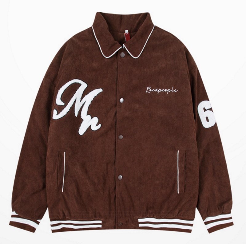 画像2: Happiness logo embroidery jacket baseball uniform jacket blouson　ユニセッ クス男女兼用ハピネス刺繍ジャケットスタジアムジャンパー スタジャン ブルゾンバイカージャケット (2)