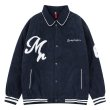 画像1: Happiness logo embroidery jacket baseball uniform jacket blouson　ユニセッ クス男女兼用ハピネス刺繍ジャケットスタジアムジャンパー スタジャン ブルゾンバイカージャケット (1)