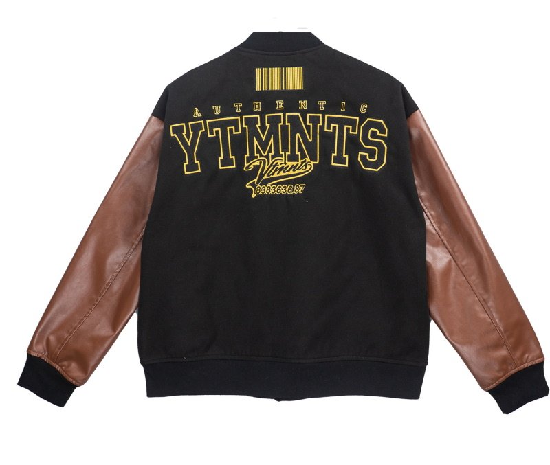 画像2: YTMNTS logo print jacket baseball uniform jacket blouson ユニセッ クス男女兼用YTMNTSロゴジャケットスタジアムジャンパー スタジャン ブルゾンバイカージャケット (2)