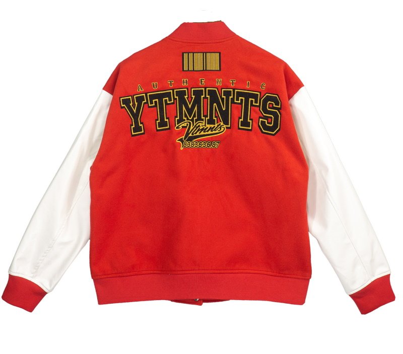 画像3: YTMNTS logo print jacket baseball uniform jacket blouson ユニセッ クス男女兼用YTMNTSロゴジャケットスタジアムジャンパー スタジャン ブルゾンバイカージャケット (3)